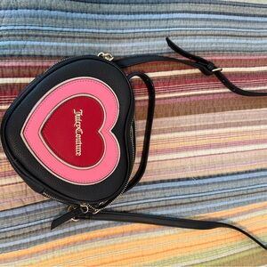 Juicy Couture Black, Pink, and Red Heart Crossbody Bag